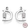 Rhodium Plated 925 Sterling Silver Micro Pave Cubic Zirconia Charms STER-T004-12P-1