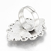 Vintage Adjustable Iron Finger Ring Components Alloy Flower Cabochon Bezel Settings PALLOY-O039-10AS-2