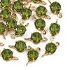 SHEGRACE Brass Pave Cubic Zirconia Flat Round Connector Charms XGRQ2O473-435D-G-1