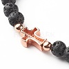 Natural Lava Rock Beads Stretch Bracelet for Girl Women BJEW-JB06846-7