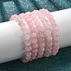 Natural Rose Quartz Bead Stretch Bracelets BJEW-K212-B-045-3