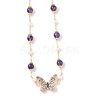 Natural Amethyst & Pearl Beaded Necklaces NJEW-L119-11G-2