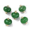 Natural White Jade Dyed Saucer Charms with Rack Plating Golden Tone Brass Bails KK-B103-17B-04-1