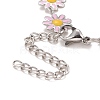 Enamel Daisy Link Chains Bracelet BJEW-P271-01P-05-4