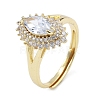 Adjustale Rack Plating Brass Micro Pave Clear Cubic Zirconia Finger Rings for Women RJEW-M028-53G-2