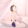 Wire Wrapped Natural Amethyst Moon with Tree of Life Pendant Decorations HJEW-K046-07G-06-1