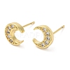 Rack Plating Brass Crescent Moon Stud Earrings with Cubic Zirconia EJEW-D061-16G-1