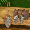 Bohemian Style Leaf Alloy & Wood Pendant Necklaces & Dangle Earrings Sets WG5D754-01-3