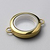Flat Round 304 Stainless Steel Floating Lockets Connector Charms FIND-WH0032-57G-02-2