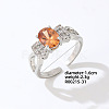 Bowknot Platinum Brass Adjustable Ring with Orange Cubic Zirconia EG7863-25-1