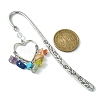 3Pcs 3 Style Fleur-de-lis/Woven Net/Heart Alloy Pendant Bookmark with Chakra Gemstone Chips AJEW-TA00008-3