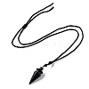 Gemstone Cone Pendant Necklace with Nylon Cord for Women G-A210-05-3