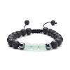 Natural Malaysia Jade(Dyed) & Lava Rock & Synthetic Hematite Braided Bead Bracelet BJEW-JB08144-04-1