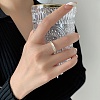 925 Sterling Silver Cuff Ring for Girl Women RJEW-C003-04S-4