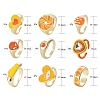 9Pcs 9 Style Alloy Enamel Finger Rings RJEW-LS0001-54-3