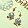 Dyed Natural Red Agate Heart Chandelier Earrings EJEW-JE05364-04-3