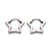 Tarnish Resistant 304 Stainless Steel Star Huggie Hoop Earrings STAS-J033-07P-2