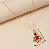 Christmas Tree Alloy Rhinestone Pendant Necklaces & Stud Earrings & Rings & Brooch Sets WG792CD-05-5