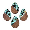 Transparent Resin & Walnut Wood Big Pendants RESI-T058-05L-1
