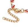 Enamel Heart with Evil Eye Link Chains Bracelet BJEW-P271-07G-01-3