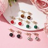 Natural & Synthetic Mixed Gemstone Round Ball Dangle Stud Earrings EJEW-JE05537-4