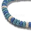 Disc Dyed Natural Lava Rock Adjustable Braided Beaded Bracelet BJEW-G691-01C-2