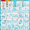 2Sets Square with Floral & Butterfly Pattern PET Drawing Stencil DIY-CW0001-12-2