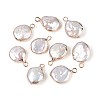 Electroplated Natural Keshi Pearl Flat Round Pendants PEAR-S018-02C-01B-1