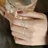 Rhodium Plated 925 Sterling Silver Cross Knot Open Cuff Ring JR869A-7