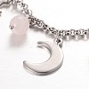 Moon & Star Stainless Steel Gemstone Charm Bracelets X-BJEW-JB01935-01-2