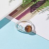 Copper Wrapped Natural Tiger Eye Braided Bead Rings for Women Men RJEW-TA00026-01-2