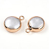 Electroplated Natural Keshi Pearl Flat Round Pendants PEAR-S018-02C-01A-2