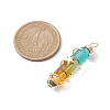 2Pcs 2 Style Two Tone Glass Double Terminated Point Beads Pendants Set PALLOY-JF02538-01-2