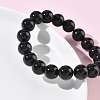Natural Tourmaline Round Beads Stretch Bracelets for Women BJEW-Z158-03E-02-3