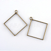 Rack Plating Alloy Rhombus Open Back Bezel Pendants PALLOY-S047-22F-FF-1