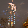 Moon with Tree of Life Natural Rose Quartz Chip Pendant Decorations AJEW-Q143-06-1