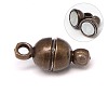 Round Brass Magnetic Clasps with Loops KK-D331-R-NF-1
