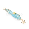 3Pcs 3 Styles Electroplated Natural Quartz Crystal Pointed Copper Wire Wrapped Pendants PALLOY-JF03766-04-4