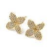 Flower Rack Plating Brass Micro Pave Cubic Zirconia Stud Earrings for Women EJEW-F326-13G-1
