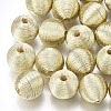 Wood Beads Covered with Polyester Cord Wire X-WOVE-S117-14mm-04-2
