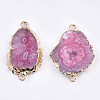 Electroplate Natural Druzy Agate Links connectors LS-G-T112-07E-2