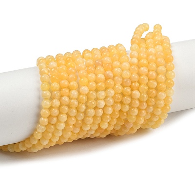 Natural Yellow Jade Bead Strands X-G-K121-01-4mm-1