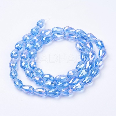 Electroplate Glass Beads Strands X-EGLA-D015-15x10mm-10-1