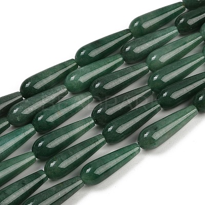 Natural Green Aventurine Teardrop Beads Strands G-E329-31-1