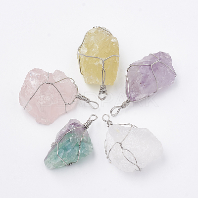 Natural Gemstone Pendants G-Q993-M-1