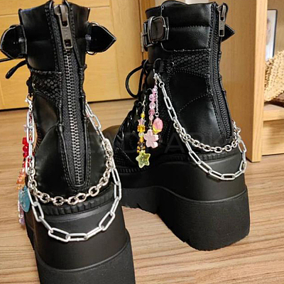 Iron Shoe Decoration Double Strand Paperclip & Cable Chain FIND-PH01455-1