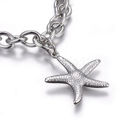 Tarnish Resistant 304 Stainless Steel Charm Bracelets BJEW-L637-28-P-1