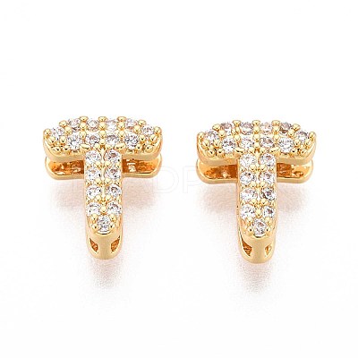 Brass Micro Pave Clear Cubic Zirconia Beads KK-T071-17G-T-1