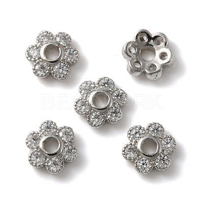 Rack Plating Brass Cubic Zirconia Bead Cap KK-C020-12B-P-1