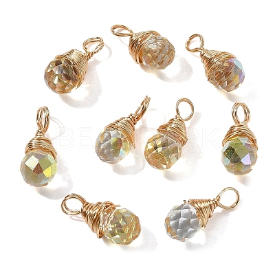 10Pcs Glass Pendants PALLOY-YW00130-05-1